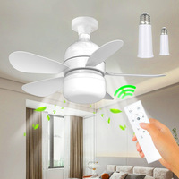 Ventilateur de plafond à cinq pales pour e-commerce, douille E27, ventilateur en ABS, silencieux, à intensité variable en continu, télécommande, pour salon