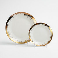 Vaisselle de table en porcelaine fine à bordure dorée de style nordique de luxe Vaisselle en céramique de luxe en porcelaine Assiettes Vaisselle Service de table