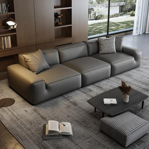 Sofá de Salón Estilo Italiano en Forma de L, Tapizado en Cuero, Edición Minimalista de Diseño para Apartamentos Pequeños, Uso Doméstico - Product Image 1