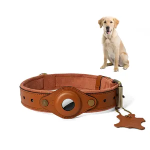 2024 Selling Well Around The World Real Leather Airtag Pet Collar Different Type Dag Collar