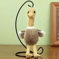 Porte-clés en peluche d'autruche personnalisé à bas prix, mini pendentif en peluche de dessin animé, oiseau à long cou noir et beige pour enfants