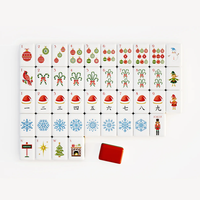 Moderno Juego de Mahjong Americano Rojo Navideño, Juego de Fichas de Acrílico Portátil para Entretenimiento y Juego