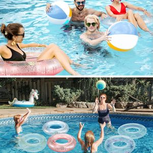 Bouée de natation gonflable transparente en PVC argenté scintillant de 104 cm avec paillettes, durable et écologique, pour l'entraînement de natation des femmes - Product Image 3