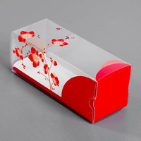 Boîte d'emballage personnalisée transparente en PET pour desserts et pâtisseries, boîte pliable en PVC avec plateau intérieur en papier, jetable, avec revêtement UV