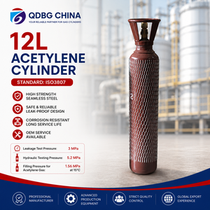 Cilindro de Gas <span class=keywords><strong>Acetileno</strong></span> Disuelto de Acero de 12L, C2H2, Botella de Gas <span class=keywords><strong>para</strong></span> Soldadura y Corte - Product Image 1
