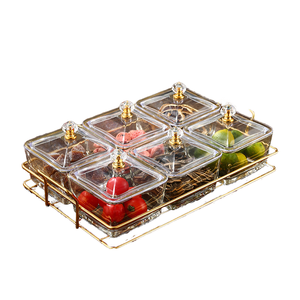 Nouveau Design Moderne Ensemble de Plats à Tapas <span class=keywords><strong>en</strong></span> <span class=keywords><strong>Verre</strong></span> Léger de Luxe Bol à Bonbons et Noix avec Plateau pour la Maison - Product Image 1