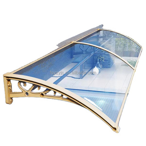 Mái hiên tán hợp kim nhôm cho ngoài trời hoặc mái nhà với máng xối nước và tấm <span class=keywords><strong>polycarbonate</strong></span> rắn cho các ứng dụng ngoài trời - Product Image 1