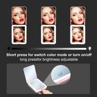 Cosmétique Pliant Logo Personnalisé Portable Petit Miroir De Maquillage À Main Rechargeable Miroir De Poche Compact À Main De Voyage Avec Led