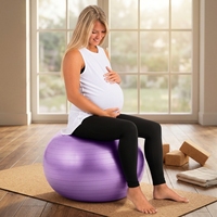 Ballon de grossesse éco-responsable Core Balance 65 cm avec pompe, anti-éclatement, antidérapant, pour l'accouchement, les exercices prénatals et le massage, violet