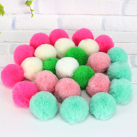 Pom poms en fausse fourrure de lapin 5 pièces, taille de 4cm avec bande élastique, pom poms en fourrure artificielle souple pour accessoires de bricolage