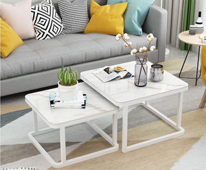AILICHEN Mobilier de salon moderne léger et luxueux motif marbre <span class=keywords><strong>Table</strong></span> <span class=keywords><strong>d</strong></span>'<span class=keywords><strong>appoint</strong></span> en verre trempé <span class=keywords><strong>Table</strong></span> à thé rétractable - Product Image 3