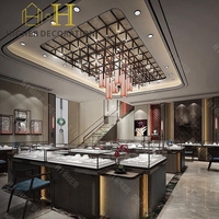 Comptoir de présentation de bijoux haut de gamme, grand et stable, pour magasin de bijouterie