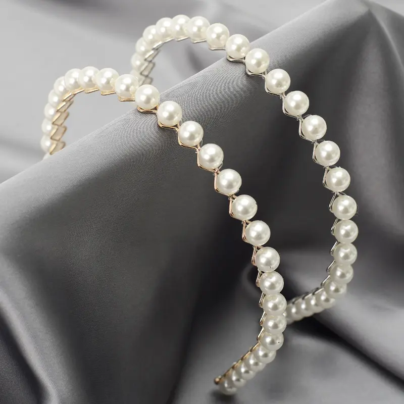DOMOHO High Quality Plastic Hair Bands with Pearls Stylish and Elegant Hair Bands for Girls Popular European Style for Bride
