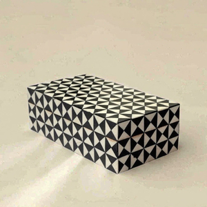 Caja de Joyería Geométrica Cuadrada Blanca y Negra con Incrustaciones de Hueso, Hecha a Mano, para Regalo de Boda - Product Image 3