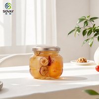 Pot de conservation en verre à fond bombé 150-500 ml, récipient en verre transparent avec couvercle à vis en métal, qualité alimentaire pour miel, confiture, bonbons