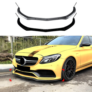 Mercedes-Benz C-Class Front Lip Splitter Piano Black Carbon Fiber Texture 2015-2022 PP Material - Product Image 1