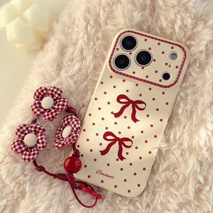 Suitable <b>for</b> <b>iPhone</b> 16 Pro Max case, New Year polka dot bow with lanyard, precise cutouts, full coverage, shockproof phone case - Product Image 3