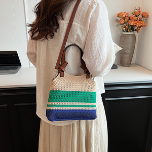 Bolso de playa tejido a mano Unisex nuevo estilo 2025 logotipo personalizado bolso de hombro de verano informal para mujer con logotipo carnal - Product Image 2