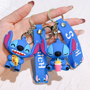 3D Kawaii Pvc Anime llavero juguetes lindo goma creativa dibujos animados Lilo y Stitch llavero coche <span class=keywords><strong>mochila</strong></span> colgante llavero - Product Image 3