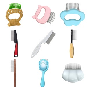 Double Sided Stainless Steel Deshedding Brush Multi-functional Pet Clean Wooden Handle <b>Flea</b> <b>Comb</b> Open Knot Brush for Dogs Cats - Product Image 3