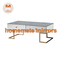 Vente à chaud table basse miroir vieilli de luxe avec pied en métal