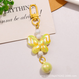 Nuevo colgante de llavero de mariposa de acrílico Chapado en Color degradado, gancho de puerta pintado colorido, decoración bonita para funda de auriculares - Product Image 6