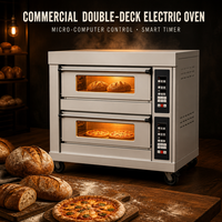 Four à pâtisserie électrique professionnel à 2 niveaux et 2 plateaux avec contrôle par micro-ordinateur et minuterie pour la cuisson du pain, des gâteaux et des pizzas dans les restaurants