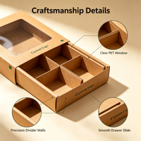 Boîte en papier kraft personnalisée avec fenêtre et séparateurs, accepte les commandes d'échantillons, boîte recyclable pour l'emballage de pâtisseries et de biscuits