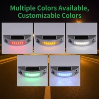 Borne de signalisation routière solaire en aluminium moulé sous pression, demi-lune, étanche IP68, avec lumière d'avertissement LED active, alimentée par énergie solaire