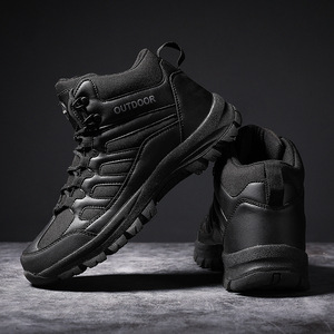 DSF48 Outdoor <b>Hiking</b> <b>Boots</b> Khaki PU Leather Waterproof All Seasons Tactical <b>Boot</b> - Product Image 4