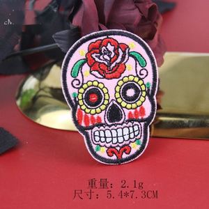 Patch brodé thermocollant style mexicain avec logo tête de mort et fleur de rose en sucre - Product Image 6