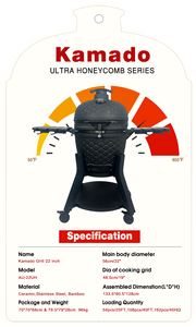 Barbecue <span class=keywords><strong>Kamado</strong></span> 2026 à finition mate, 22 pouces, motif nid d'abeille en céramique, pour cuisson au charbon de bois, Joe <span class=keywords><strong>Kamado</strong></span> Egg <span class=keywords><strong>Bastard</strong></span> - Product Image 4