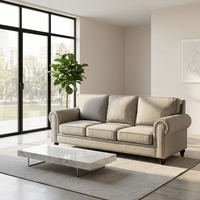 Weiße Salon-Couch Gepolstertes Samt-Sofa mit Goldenem Edelstahl-Dekor für Villa Wohnzimmer Gästehaus-Möbel