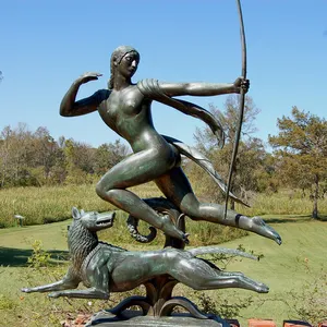 Садовая скульптура старинная Греческая богиня Diana Бронзовая статуя охотника для продажи