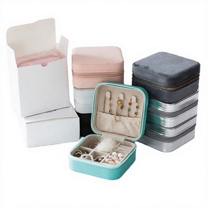 Portable Simple PU Leather Jewelry Box with Zipper for Kids Necklace <b>Ring</b> Earrings Studs Travel <b>Storage</b> - Product Image 1