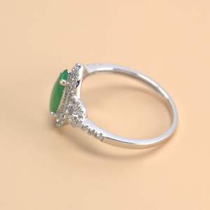 Natural Jadeite White Gold Diamond Ring <b>Chinese</b> Vintage Gemstone Jewelry 18K White Gold Diamond Jadeite Ring - Product Image 4