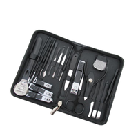 WELLFLYER Ensemble de manucure et pédicure fantaisie de haute qualité MS-1223 22 pièces/ensemble Kit en acier inoxydable avec étui en cuir