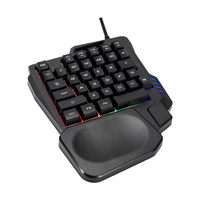 Clavier de jeu ergonomique OEM à 35 touches avec rétroéclairage LED arc-en-ciel, clavier de jeu USB filaire à une main avec repose-poignets pour téléphone et tablette
