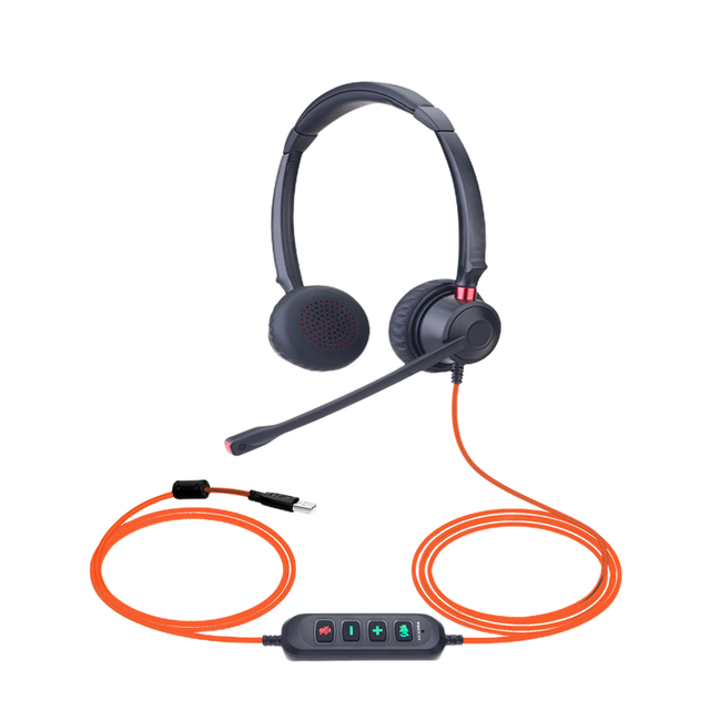 Wired Binaural Call Center USB ENC Headset with Noise Canceling Microphone for ENC Headset Telephone headset