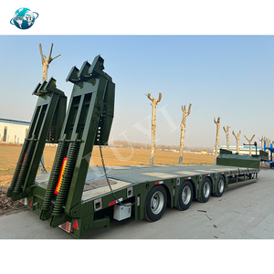 Rampa de suspensión neumática de 4 ejes, remolques de camiones, semirremolque de plataforma de carga baja nuevo de 60 toneladas, semirremolque de transporte de cama baja, semirremolque de camión - Product Image 2