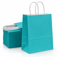 Sacs cadeaux en papier kraft bleu sarcelle avec poignées torsadées, écologiques, résistants, pour le commerce de détail, vente en gros