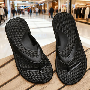 Tongs pour hommes, été, extérieur, antidérapantes, semelle EVA souple, épaisses, confortables, sandales de plage, loisirs, couleur unie, avec clip pour les orteils - Product Image 1
