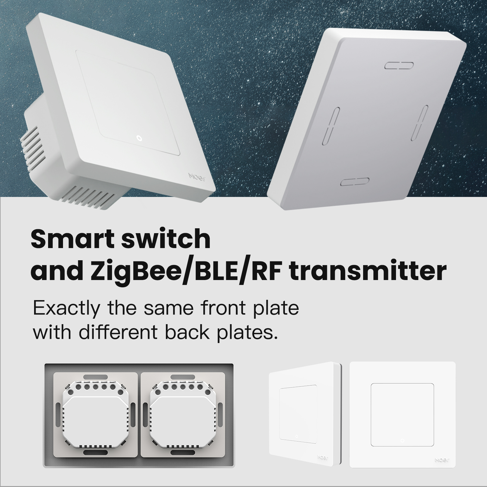 MOES ZigBee3.0 Smart Switch in Lichtgrau, max. 10A, AC100V-240V