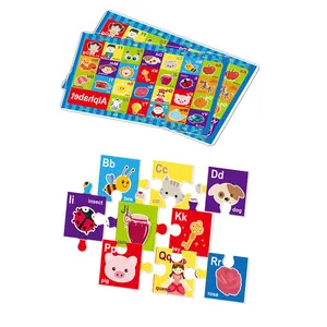 ULi-puzle educativo para niños, juego de cartas de aprendizaje de color ABC
