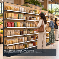 Étagère de supermarché double face avec panneau perforé, présentoir de vente au détail, étagère d'îlot pour épicerie, étagères métalliques réglables pour magasin