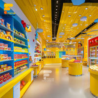 Comptoir de snack au design unique de magasin de noix Décor de chocolat géant Présentoir de bonbons Étagère Présentoir de bonbons avec lumières LED