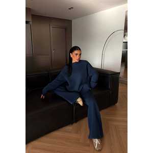 Conjunto Deportivo Azul Marino Revovy Vintage, Cortavientos y Transpirable, para Gimnasio y Trotar, con Capucha, Tallas Grandes, Logotipo Estampado, Invierno y Otoño - Product Image 4