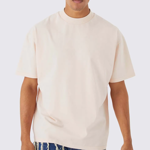 T-shirt décontracté oversize à épaules tombantes, 100 % coton épais, col rond, blanc, haute qualité pour homme - Product Image 1
