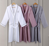 Peignoir en coton tissé 100% pour femmes et hommes, été/printemps, respirant, séchage rapide, longueur intégrale