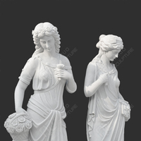Décoratif de jardin sculpté à la main Déesse grecque antique Sculpture de dame en pierre Statues en marbre blanc des quatre saisons